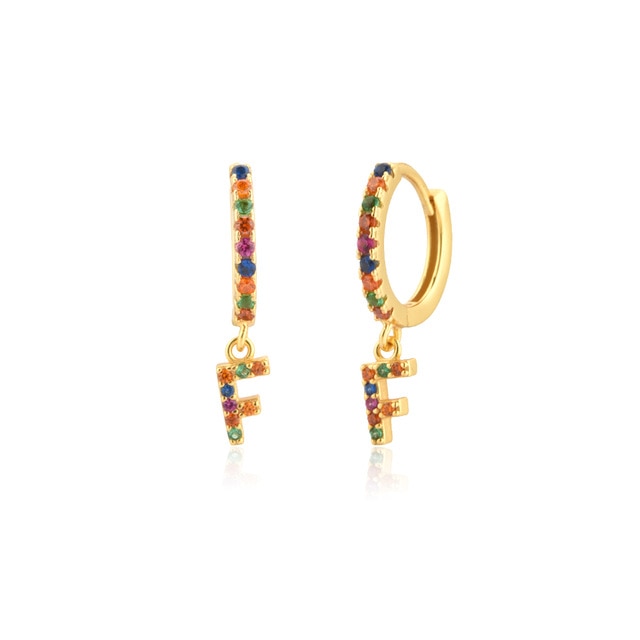 Orecchini Iniziale Colorati Oro