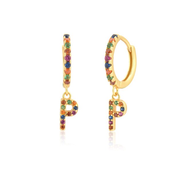 Orecchini Iniziale Colorati Oro