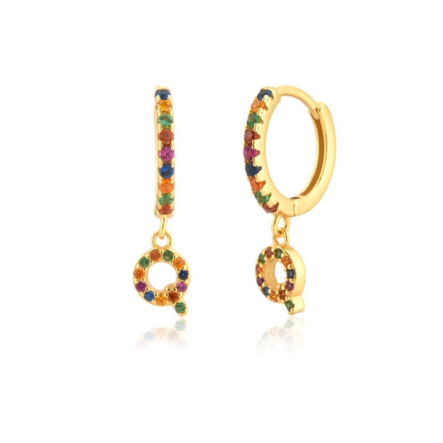 Orecchini Iniziale Colorati Oro