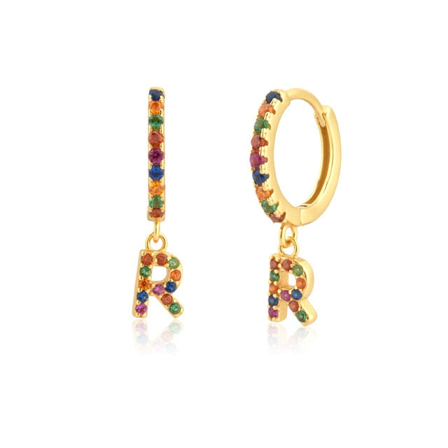 Orecchini Iniziale Colorati Oro
