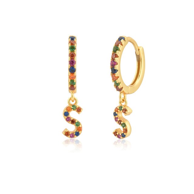 Orecchini Iniziale Colorati Oro