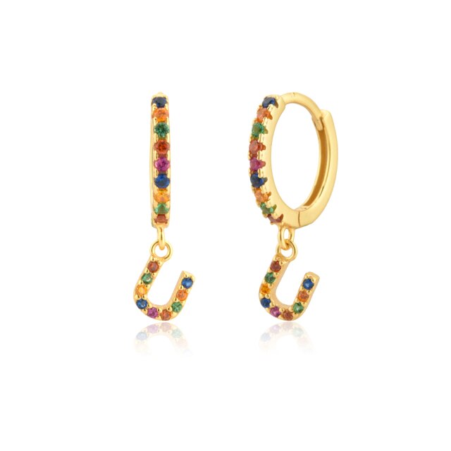 Orecchini Iniziale Colorati Oro