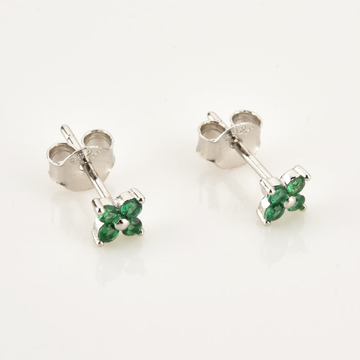 Aquamarine Flower Silver Earrings 