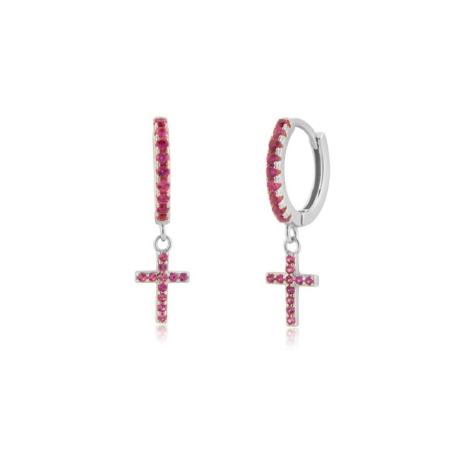 Aros Pink Cruz Plata