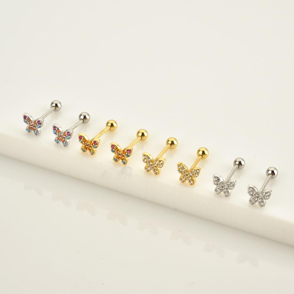 Pendientes White Mini Butterfly Plata