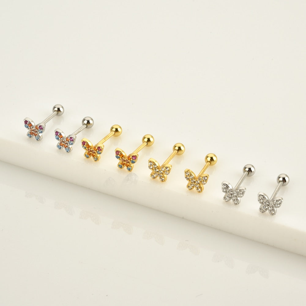 Pendientes White Mini Butterfly Oro