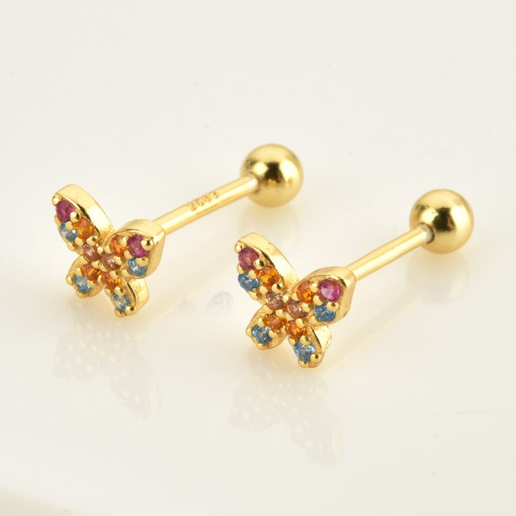 Pendientes Colorful Mini Butterfly Oro