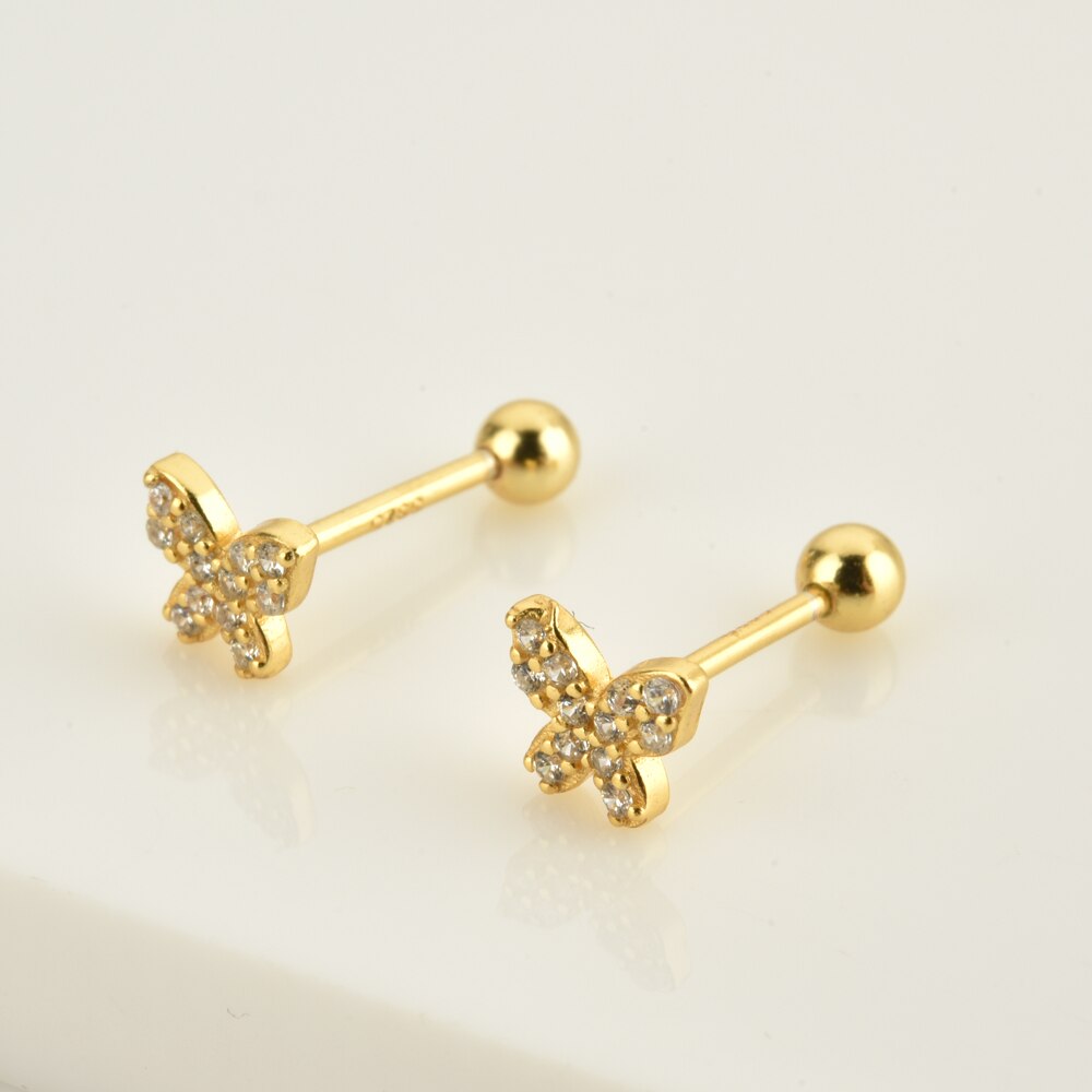 Pendientes White Mini Butterfly Oro