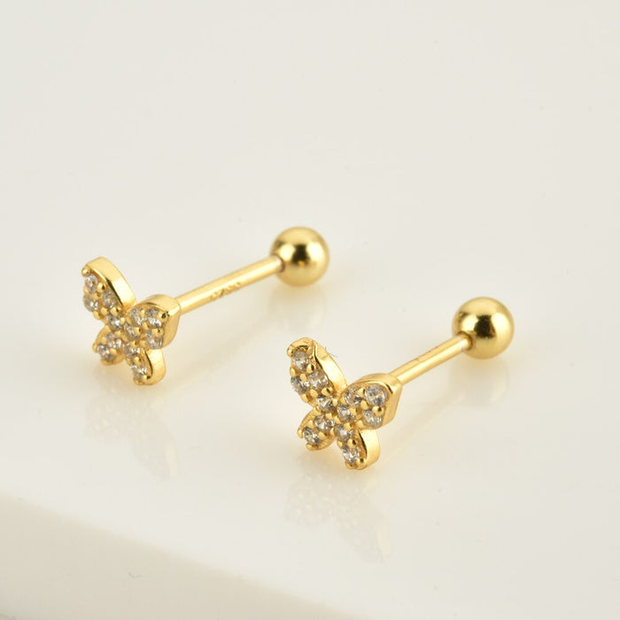 Orecchini White Mini Butterfly Oro