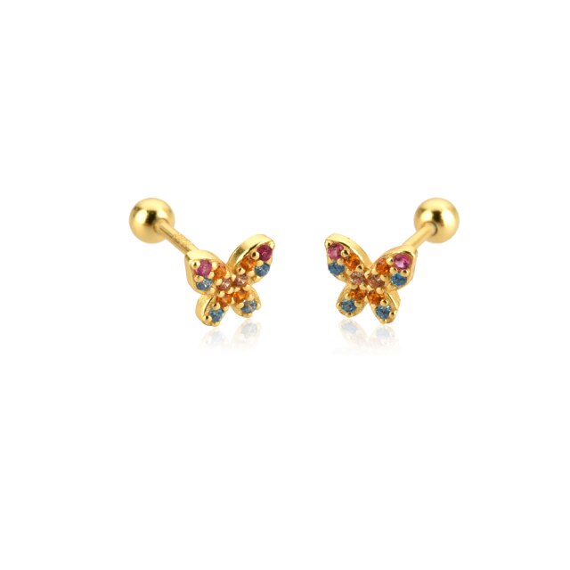 Pendientes Colorful Mini Butterfly Oro