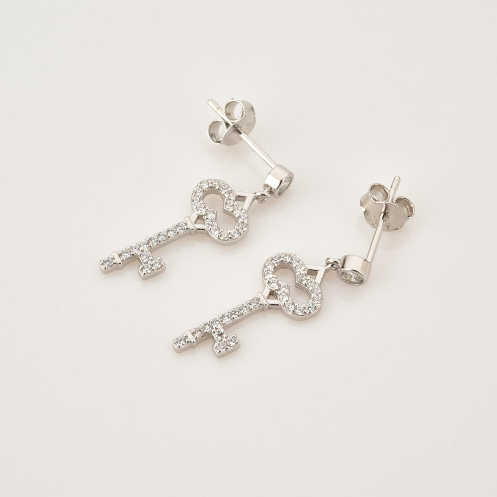 Pendientes Shiny Key Plata