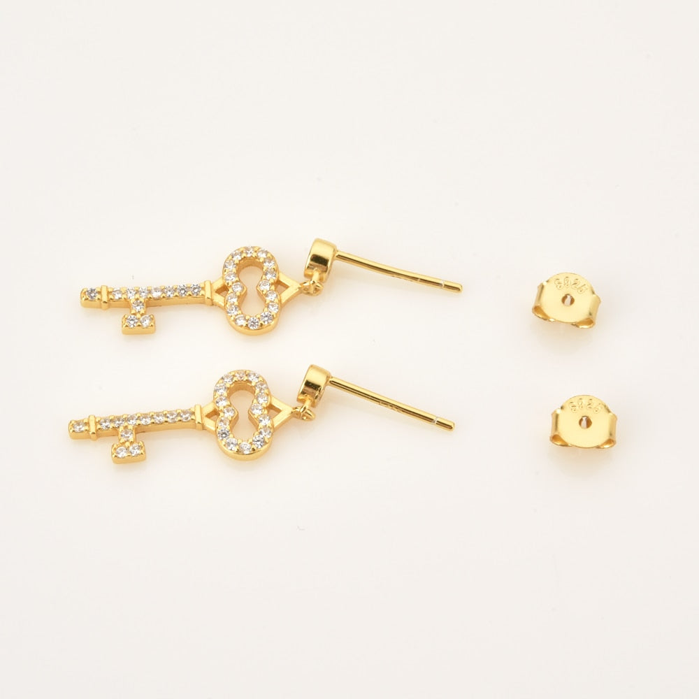 Pendientes Shiny Key Oro