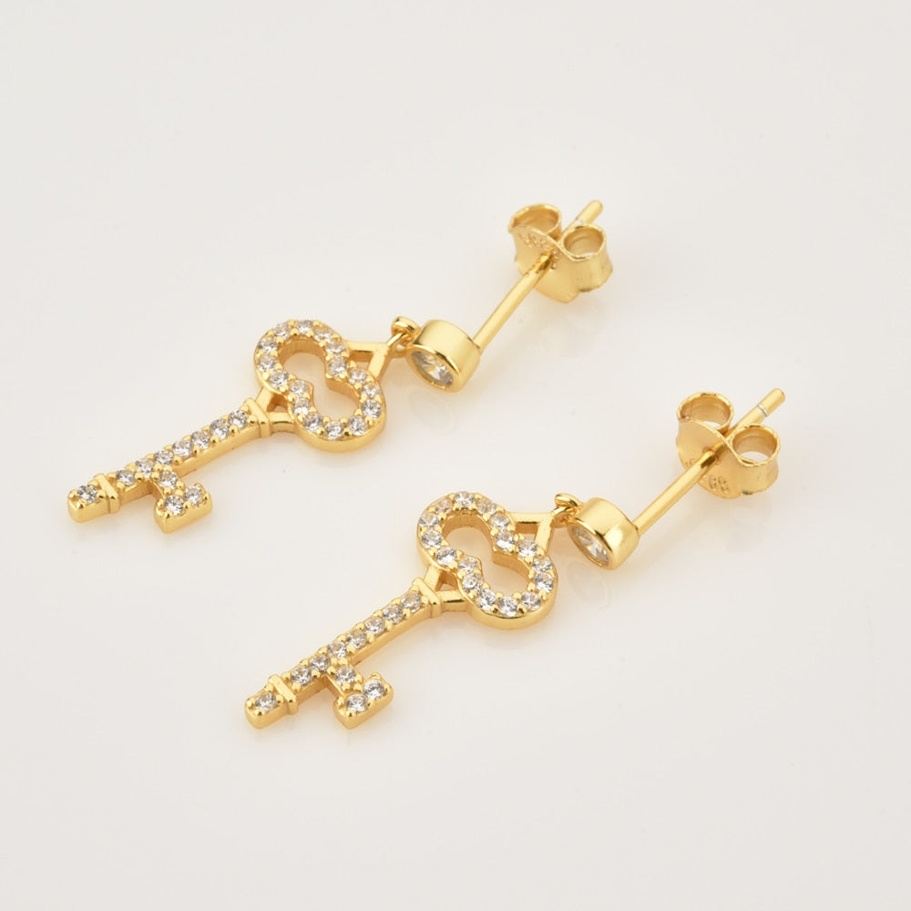 Pendientes Shiny Key Oro