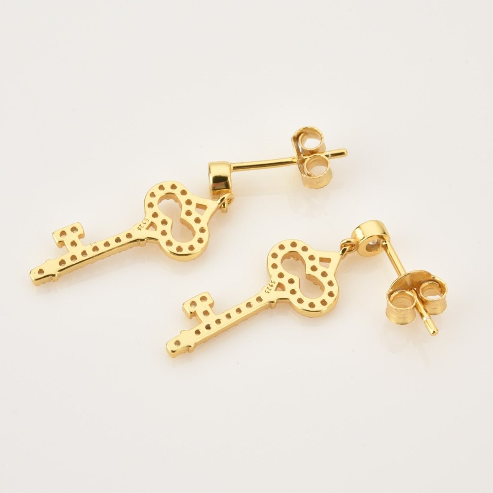 Pendientes Shiny Key Oro