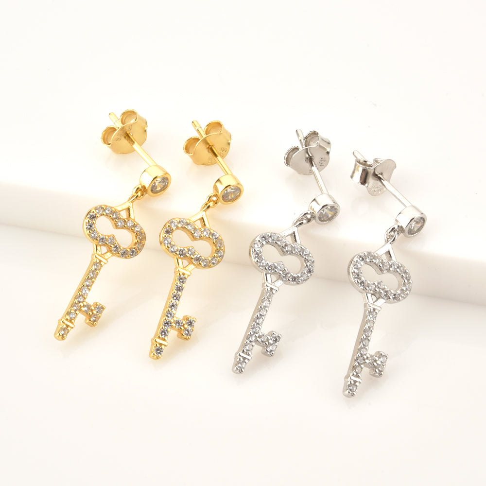 Pendientes Shiny Key Oro