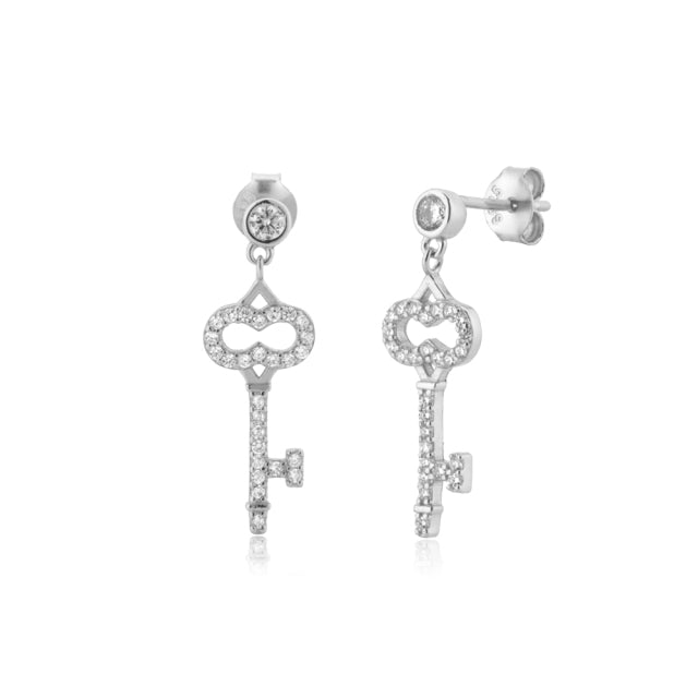 Pendientes Shiny Key Plata