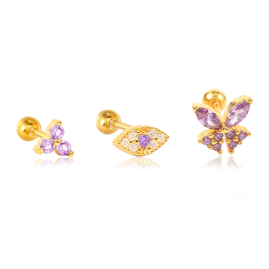 Set 3 Lilac Piercings