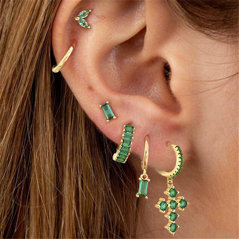 Pendientes Blossom Verde Oro