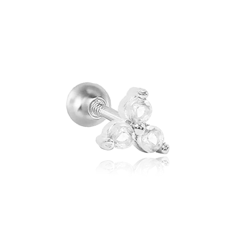 Pendiente Trébol Blanco Plata