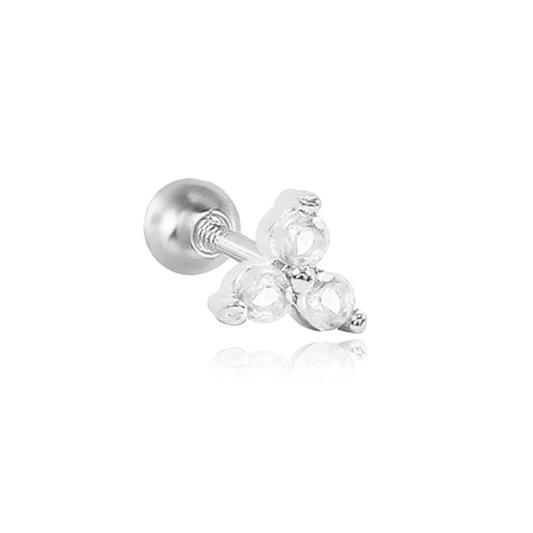Pendiente Trébol Blanco Plata