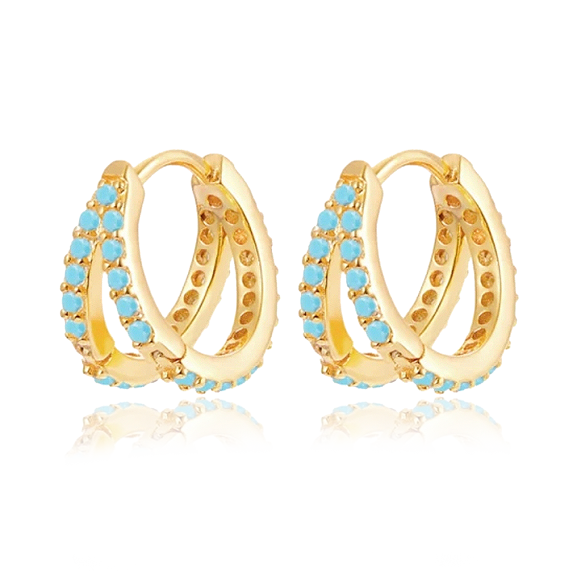 Aros Doble Turquesa Oro