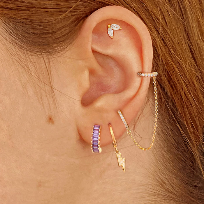 Aro Doble Cadena White Oro